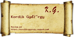 Kordik György névjegykártya