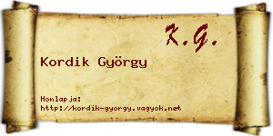 Kordik György névjegykártya